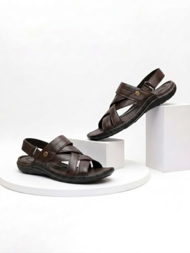 Image of Buckaroo JERKO crumbald Leather Brown Casual Closed Sandal For Mens