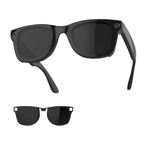 HiBloks Clip polarisé à clipser compatible avec Ray-Ban Meta Wayfarer RW4006 et Gen 2 RW4012 Regular 50-22, clip de décoloration du cadre noir brillant pour...
