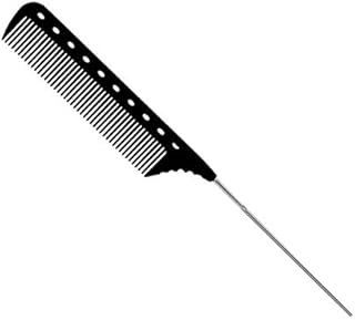 Measuring Hair Comb With Metal Pin Tail - Professional Carbon Fibre Comb, 230 C High Heat Resistance, Strong & Durable, Fine Tooth in Black