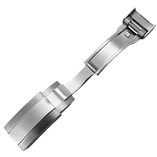 HiCycle2 16mm Buckle Clasp Replacement For Rolex Datejust Daytona Submariner Gmt Oyster Rubber Watch Strap Silver (Silver, Polish center) by HiCycle2 - Used condition - Image 4
