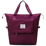 Bolsa De Viagem Grande Hong Fu Impermeável expansível Multifuncional Multiuso(Academia, fitness, yoga e uso diário) Bagagem de mão Oxford Divisores internos Porta Celular Bolso Frontal (Roxo)