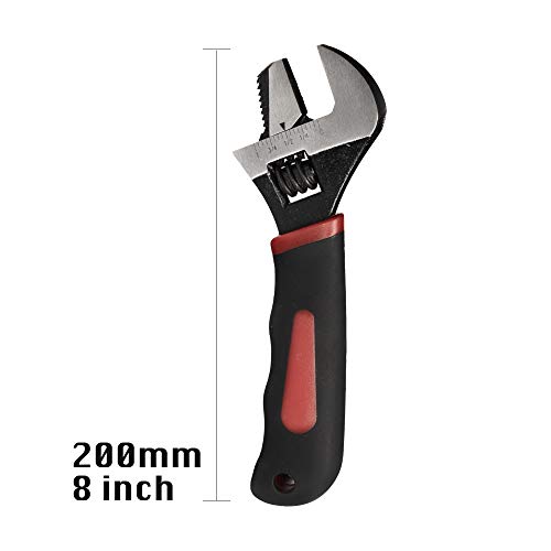 J.h. Metal Adjustable Wrench With Rubberized Anti-Slip Grips- Forged, Heat Treated, Chrome-Plated (8-Inch) #TOP1