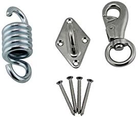 Hammock Chair Hanging Kit Solid Rhombus Buckles Durable Dismountable Stainless Steel Safe Hanging Hook Punching Bag Hammock Swing Chair Set 2 with Self-Tapping Screw
