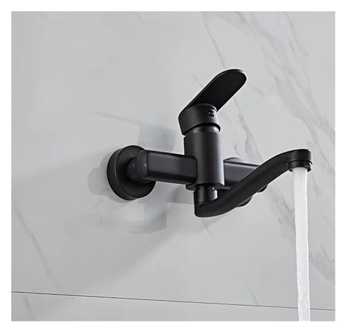 Grifo de lavabo de pared negro con diseño elegante para cocina moderna 6