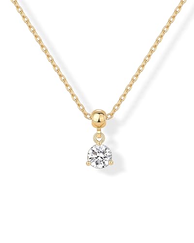 PAVOI Adjustable Gold Charm Necklace for Women - 14K Gold Plated Chain Dainty Initial Necklaces for Women - Trendy Letter Zodiac Birthstone Cubic Zirconia Charm Pendants - Hypoallergenic Jewelry Gift