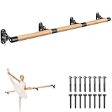 Kipika Wall Mounted Traditional Solid Wood Ballet Barre System, Freestanding Ballet Barre, Stretch/Dance Bar for Home Workout Dance Equipment, Durable Metal Support, Height Adjustment (99 inches)