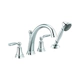 Delta Woodhurst Roman Tub Faucet with Hand Shower, Chrome Deck Mount Bathtub Faucet, Chrome T4732 (Valve sold separately)