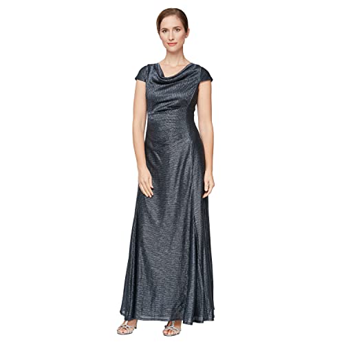 Image of Alex Evenings Women's Long Cowl Neckline Mother of The Bride Dress, Formal Event Gown (Petite and Regular Sizes)