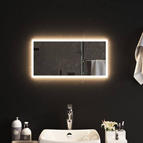 vidaXL Miroir de Salle de Bain à LED Décoratif Cosmétique Miroir de Courtoisie Miroir de Maquillage Toilette Maison Intérieur 30x60 cm