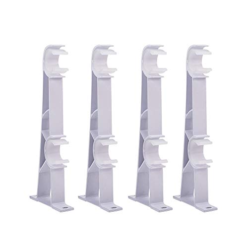 MroMax 4PCS Double Curtain Rod Brackets Aluminum Alloy Plastic Double Groove Guide Rod Support Window Blind Rod Holders for Home DecorationPure White