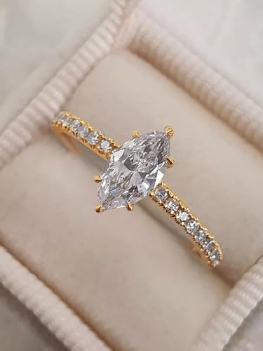 1pc 2CT Unique Horse Eye Shape Bring Broken Zircons Rings For Women Party Engagement Wear Sterling SilverRing Fine Jewelry For Anniversary Birthday Gift