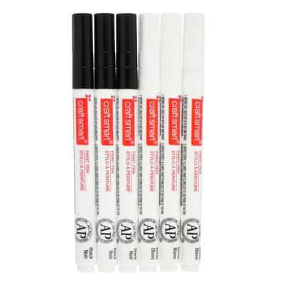 Black & White Medium Line Paint Pen Set by Craft Smart® 6ct