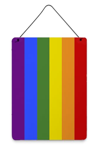 Caroline's Treasures CK7992DS1216 Gay Pride Wall or Door Hanging Prints Aluminum Metal Sign Kitchen Wall Bar Bathroom Plaque Home Decor Front Door Plaque, 12x16, Multicolor