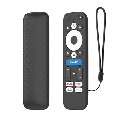 Case Cover for Onn Google TV 4K Pro Remote Control 2025, Full Protection Remote Case with Lanyard, Soft Silicone Sleeve for Onn Google TV Box Remote (Black)