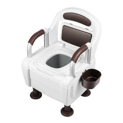 Bedside Commode, Multi-Functional Waterproof Potty Chair with Detachable Armrest, Portable Adjustable Bedside Commode Chair for The Elderly, Pregnant Women, The Disabled