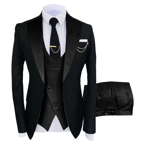 Materiale: Questo completo da uomo formale da 3 pezzi è realizzato in un materiale confortevole, assorbente, con buona permeabilità all'aria, che può ridurre le irritazioni cutanee, ed è più facile da lavare, garantendo comfort.