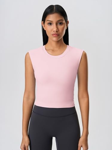 Image of ABOCIW Women Twist Back Workout Top with Built in Bra Cap Sleeve Pilates Yoga Crop Top Athletic Gym Shirt