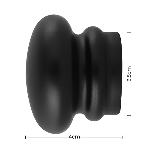 Image of FAPBADRI Simple Curtain End Caps /Finials for a 1 inch Pipe /Rod, Material - Wooden, Color - Black, 2 Pieces