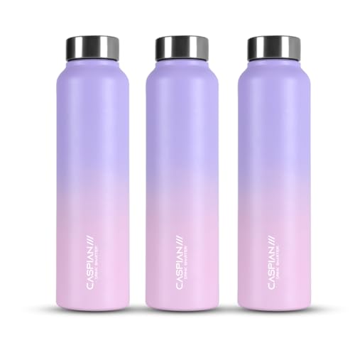 Image of CASPIAN / / / Astra ISI Certified Stainless Steel Water Bottle 1ltr. (Orchid, 1 Litre, Set of 3) | Leak Proof Thunder for Fridge Home Office Travel School Kids Boys Girls Adults Sports Gym Yoga|BPA Free