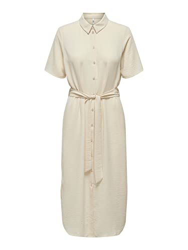 JdY A/S Damen Jdyrachel S/S Midi Dress Wvn Kleid, Sandshell, L EU