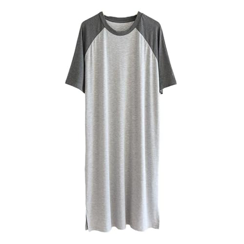 Lu's Chic Men's Nightshirts Comfy Night Shirt Short Sleeve Cool Sleep Night Shirts Elasthane Sleepshirt Loose Fall Home