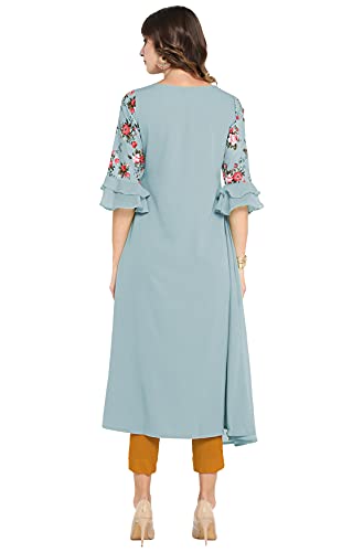 Image of Janasya Women's Poly Crepe Regular Kurta