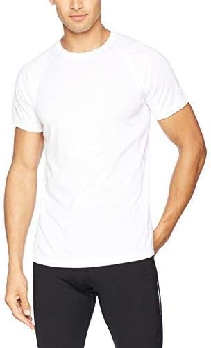 Mens Running T Shirt Exercise Sports Top Gym Active Wicking Cool Breathable Tee (4X-Large, White)