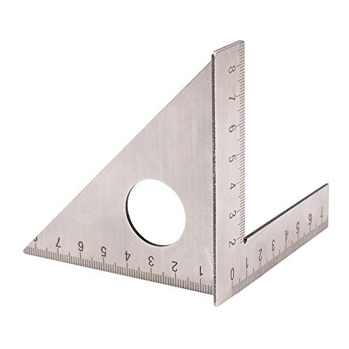 KISSTAKER Stainless Steel Woodworking Ruler, Stainless Steel Woodworking Ruler Square Layout Miter Triangle Rafter 45 Degree 90 Degree Metric Gauge Measuring Tools