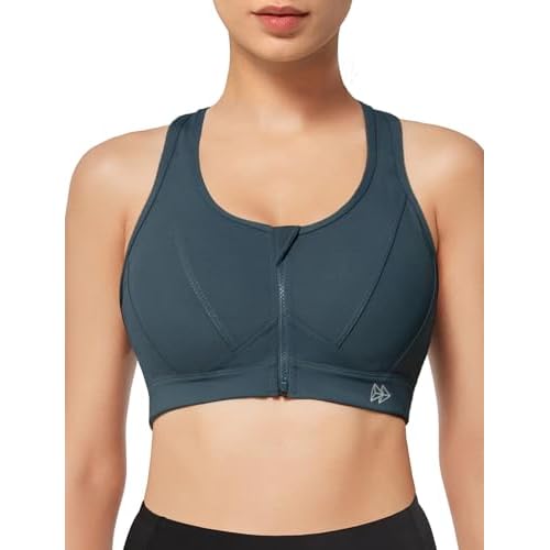 Clyhon 16-teiliges Set BH-Clip, rutschfest, aus Jersey-Kunststoff, BH-Zubehör, verwendet zur Befestigung des BH-Gurts 3 Yvette Sport BH Starker Halt Vorderverschluss Große Größe Mesh Ringerrücken für Lauf Joggen Reiten, Grau, L