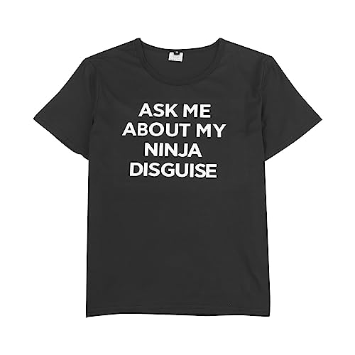 Boys Girls Short Sleeve Shirts Ask Me About My Ninja Disguise T-Shirt Summer Casual Soft Cotton Tee for Kids