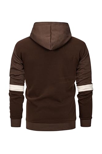 MAXJON Men's Hooded Sweatshirts For Men Long Sleeve Knitted Geometric Texture Casual Fleece Pullover Hoodies3