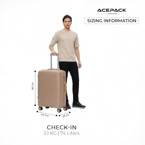 Image of ACEPACK by Verage Megatron Hard Side Polypropylene Luggage Medium Check in 74L | Lightweight Unbreakable Suitcase Set with 360 Silent Spinner Wheels, Number Lock & Telescopic Handle