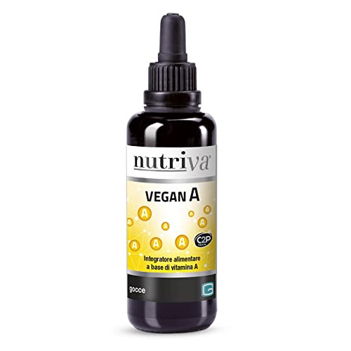 NUTRIVA Vitamina A, Integratore Alimentare Naturale Vegan, Pelle, Vista, Sistema Immunitario, 30ml in Gocce