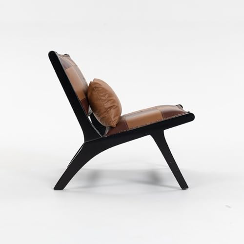 Sillón con diseño cuadrillé de cuero sintético Marrón miniatura 4
