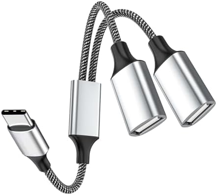 USB C Male to Dual USB Female Adapter, USB C to Double USB Splitter, Type C to Two Type A 2.0 OTG Adapter, Multiple Hub for Laptop,Tablet,Telephone,Flash Disk Drive, Gaming Consoles