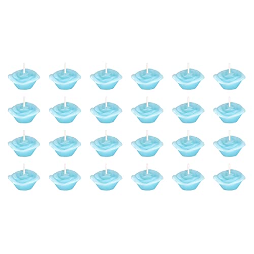 Mega Candles 24 Pcs Unscented Light Blue Floating Rose Petals Flower Candle, Hand Poured Paraffin Wax Candles 1.5 Inch Diameter, Home Décor, Wedding Receptions, Baby Showers, Birthdays, Parties & More #TOP8