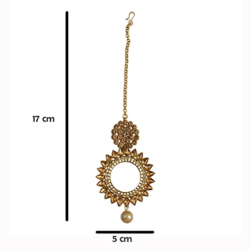 Traditional Maang Tikka with Kundan and Beads