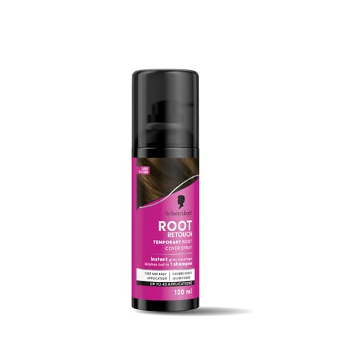Schwarzkopf Root Retouch Instant Grey Hair Concealer Spray Sweat And Rain Resistant, Matte Finish Perfect Coverage | Upto 40 Fast and Easy Applications | Unisex| For All Hair Types, Dark Brown, 120ML