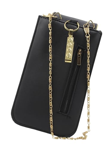 Image of Tickles Fancy Artificial Leather Mobile Pouch with Waist Clip Saree Hook for Girls Women (Color: Black) (Suitable for Mobile Sizes: Below 6.5 Inches)
