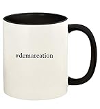 Knick Knack Gifts #demarcation - 11oz Hashtag Ceramic Colored Handle and Inside Coffee Mug Cup, Black