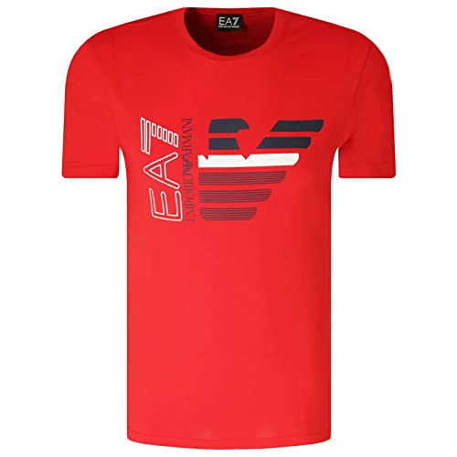 Emporio Armani Camiseta para hombre EA7 3KPT22 PJ6EZ, manga corta, cuello redondo, rojo, L