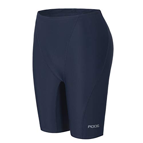 PIQIDIG Youth Boys Swim Jammers Solid Swimsuit Quick Dry Athletic Swimming Shorts UPF 50+ Sun Protection Navy M