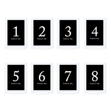 Andaz Press Framed Double-Sided Table Numbers 1-8, Black, 1-Set, 4x6-inch, Includes Frames