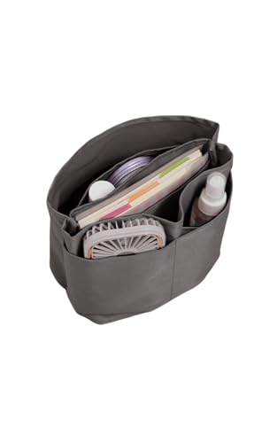 バッグインバッグ 小さめ インナーバッグ 縦型 【バックの中を簡単に整理整頓可能】 (チャコール, Mサイズ)