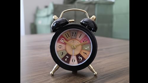 Image of BUQARO Dreamy Retro Metal Body Cute Small Mini Twin Bell Shaped Alarm Clock with Soft Raibo