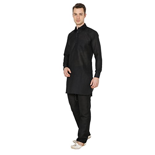 Conjunto Pathani de lino Kurta para hombre ropa tradicional ligera de dos piezas 4