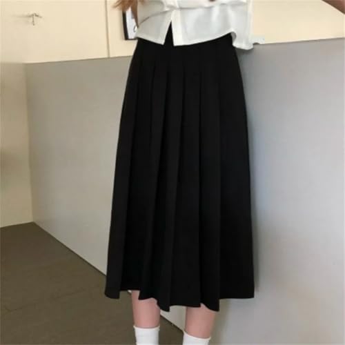 Women Pleated Woolen Skirts Thick Warm Preppy Style Faldas Mujer Korean A-Line Long Skirt3