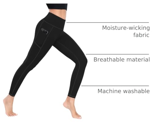 Image of MIRITY Yoga Leggings with Pockets for Women - High Waist Tummy Control Pants for Workout Pack of 4