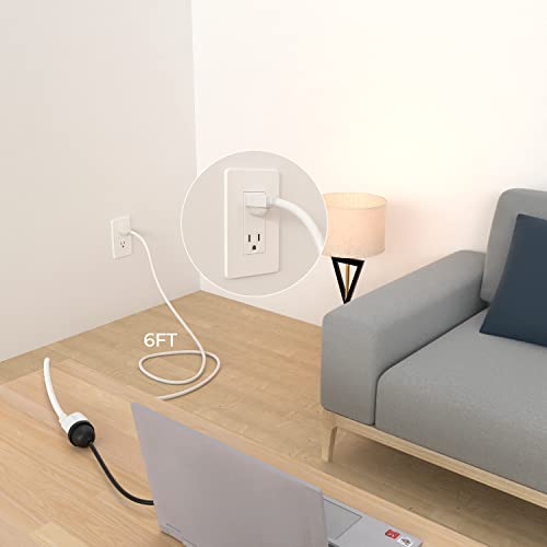 Firmerst 14 Awg Extension Cord 1875W 15A Heavy Duty Grounded 6 Feet, Pack Of 2, White #TOP6