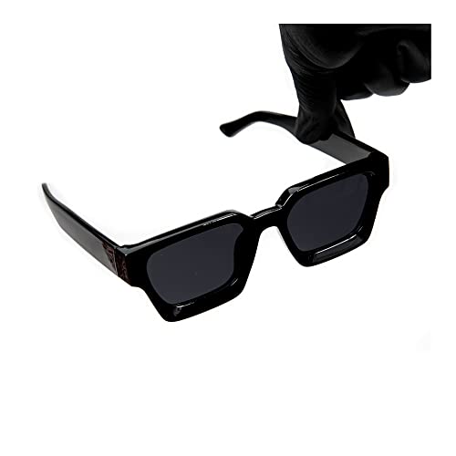 Thick Chunky Square Frame Shades for Men Women Retro Rectangle UV Protection Trendy Unisex Hip Hop Y2K Simple Designer Sunglasses Fashion Dark Black Sunglasses